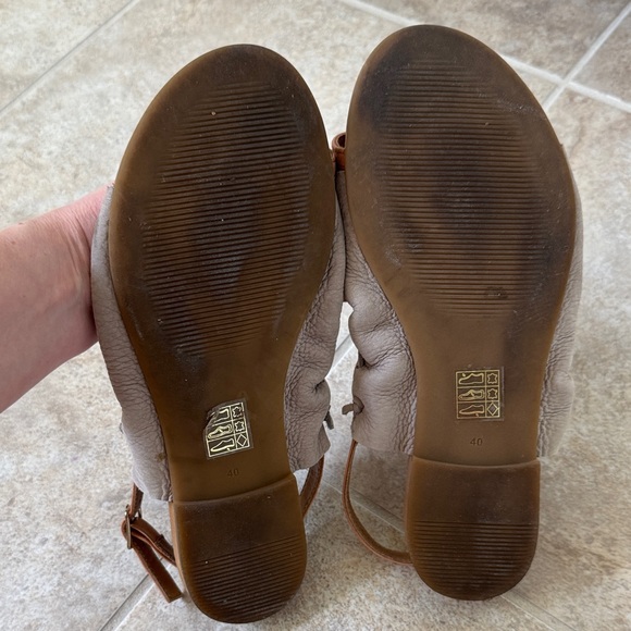 Miz Mooz Taupe and Chestnut Open-Toe Sandals - Picture 2 of 2